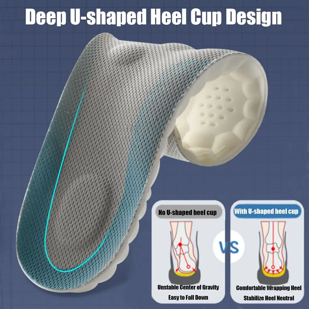Shoe Parts Accessories 4D Massage Shoes Insoles Soft High Elastic Sports Insole for Men Foot Arch Support Orthopedic Inserts Running 231031