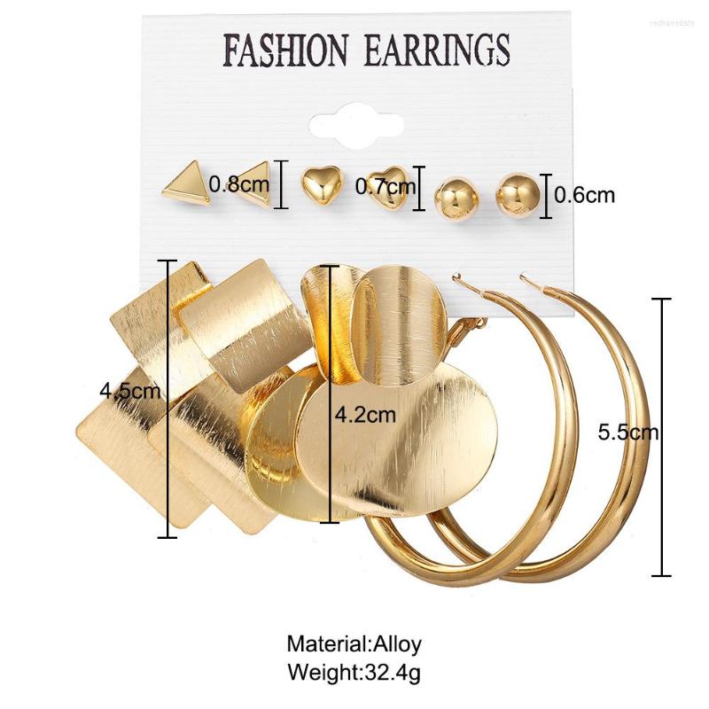 Stud Earrings Fashion Geometry Set For Women Heart Butterfly Shape Earring Personality Exaggerated Jewelry Gift