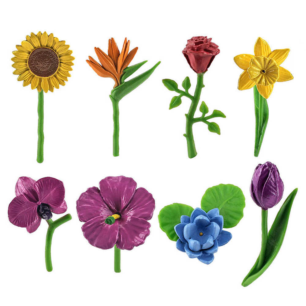 Simulation Eight styles flowers set childrens early education science and education toy model