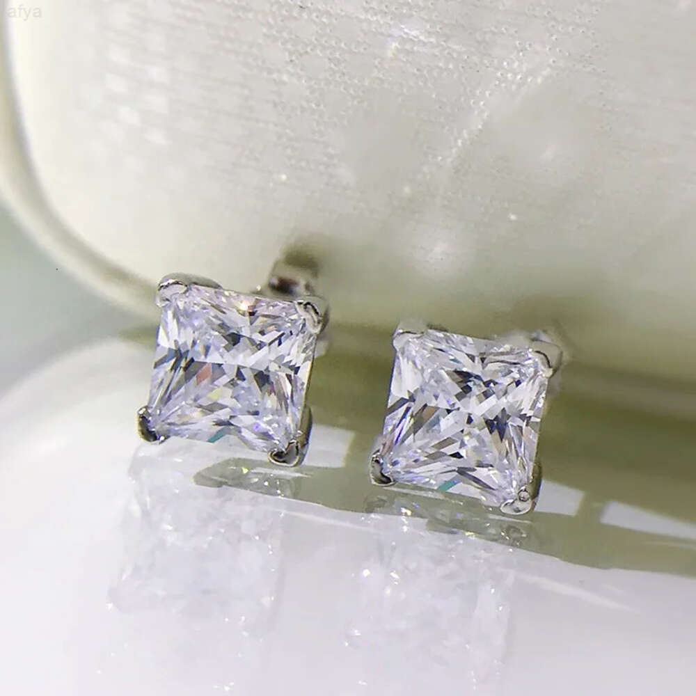 Aaa Gems 925 Sterling Silver 4mm 5mm 6mm 7mm 8mm 9mm Vvs Moissanite Princess Cut Stud for Mens