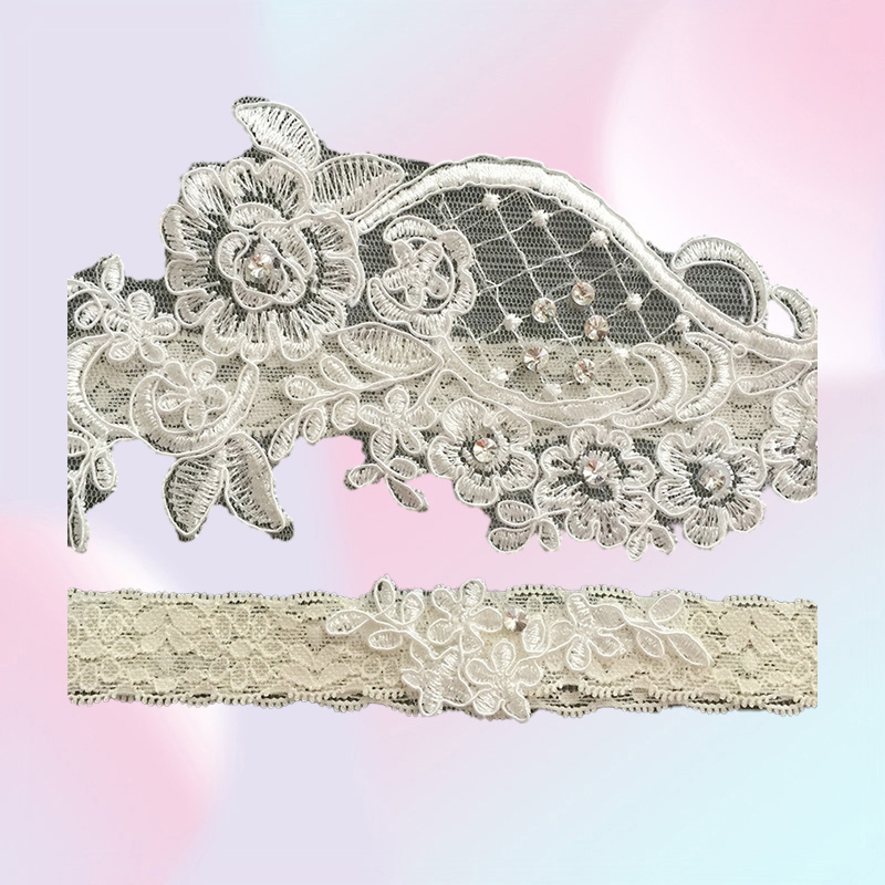 White Women039s Sexy Lingerie Garters Lace Belt Legs Ring Harness Women Wedding Garter bridal Flower Appliques Set