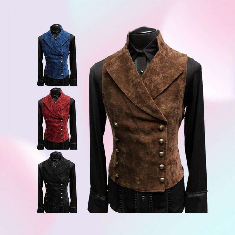 Suede Mens Suit Vest Slim Fit Leisure Male Gentleman Waistcoat for Wedding Sleeveless Formal Business Double Breasted Jacket 201107120682