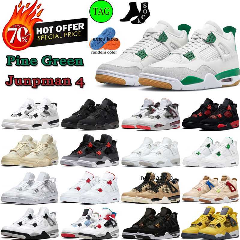 2025 OG black cat 4s basketball shoes 4 men SB Pine Green sneakers Military Black Lightning Cool Grey Motorsports University Blue trainers EUR 36-47