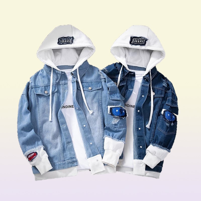 Songsanding Men Denim Jacket Streetwear Hip Hop Men039s Hooded Jean Jackets Male Casual Loose Outerwear Spring Fashion Sli
