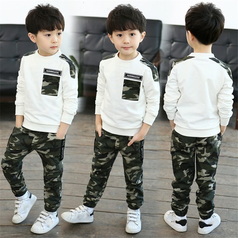 Clothing Sets Kids Sport Boys Tracksuit Autumn Camouflage Children Tops Pants 2Pcs Kit Outfit Teenager 230331