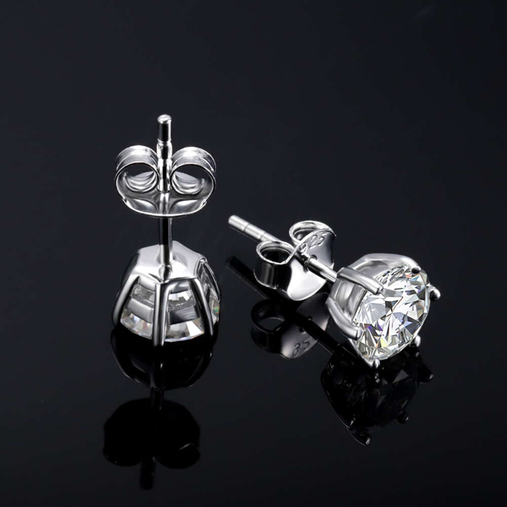 2023 Trendy 6 Prong Moissanite Stud 925 Sterling Silver Vvs Lab Diamond Ear Rings for Men