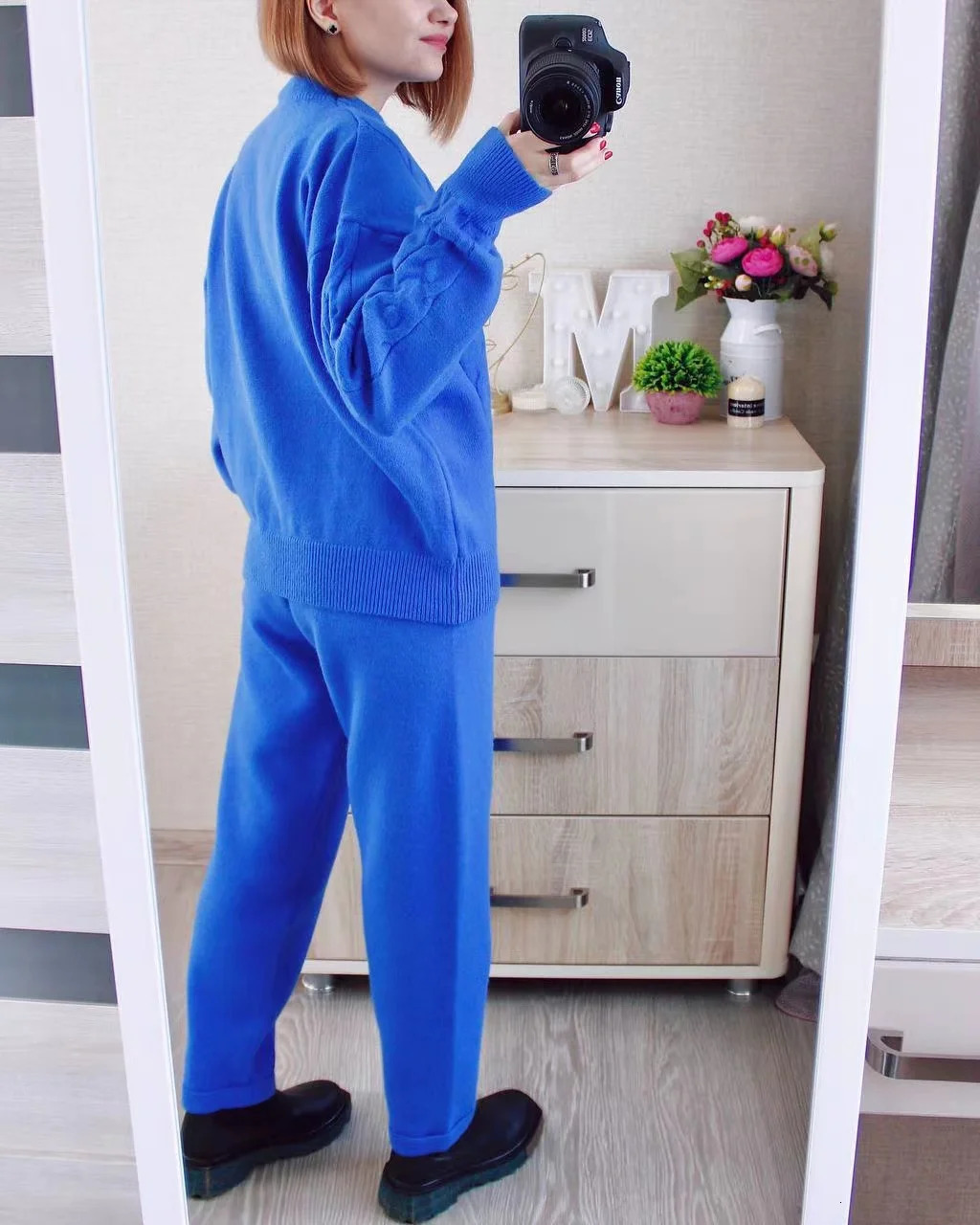 Women's Two Piece Pants GIGOGOU Two Piece Knitted Women Sweater Tracksuit O Neck Autumn Winter Warm Set Fashion Lady Casual Pant Suit 231031