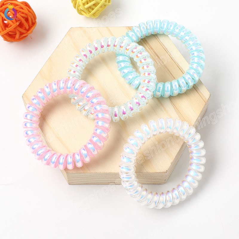 Women Girls Colorful Telephone Line Elastic Hair Bands Ponytail Holder Rubber Bands Scrunchie Headband Hair Accessories