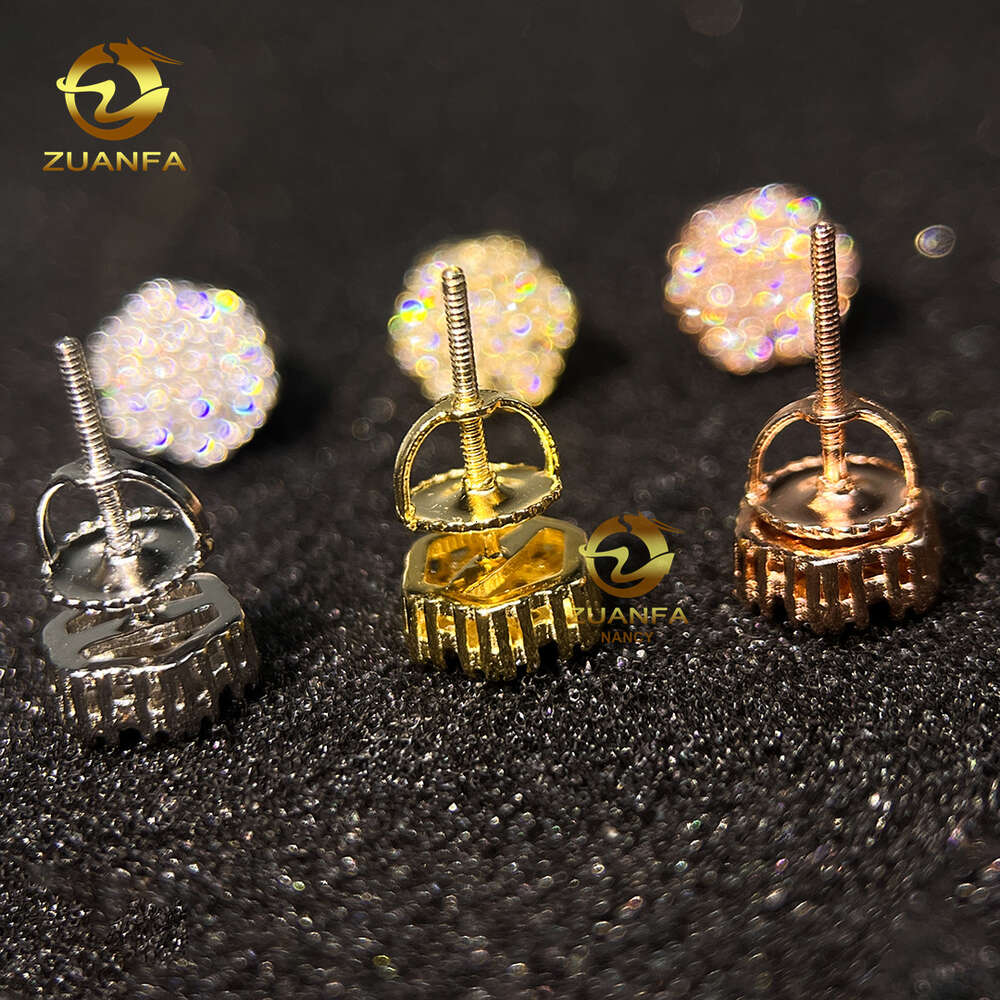 Best Selling Instock Hip Hop 925 Silver Iced Out Ear Studs Vvs Moissanite Diamond Men Stud