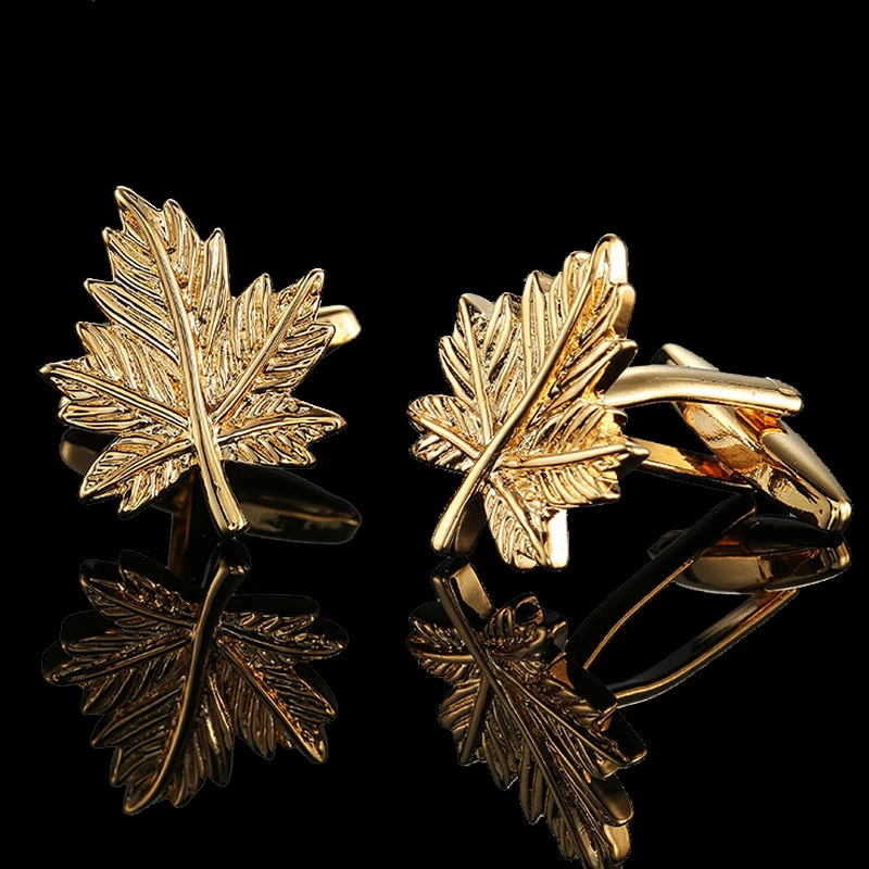 Cuff Links Quality Gold Color Cufflinks Chinese Knot Maple Leaves Crown Rudder Music French Shirt Cuffs Suit Accessories Wedding Jewelry 231101