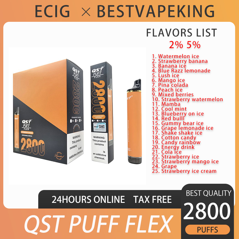 QST Puff Flex 2800 Puffs Disposable E Cigarettes Vape Pen 8ml Pre-Filled Pods 850mAh Battery Vaporizer Device 0% 2% 3% 5% Strength 25 Flavors VS bang xxl
QST Puff Flex 2800 Puffs Disposable E Cigarettes Vape Pen 8ml Pre-Filled Pods 850mAh Battery Vaporizer Device 0% 2% 3% 5% Strength 25 Flavors VS bang xxl