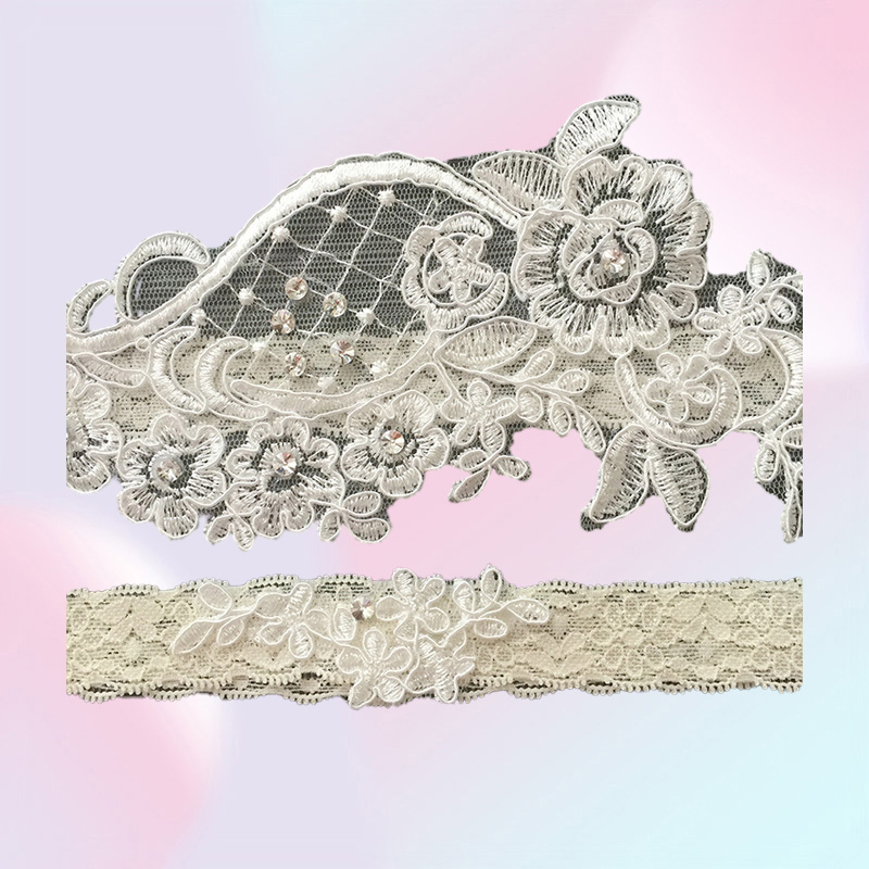 White Women039s Sexy Lingerie Garters Lace Belt Legs Ring Harness Women Wedding Garter bridal Flower Appliques Set