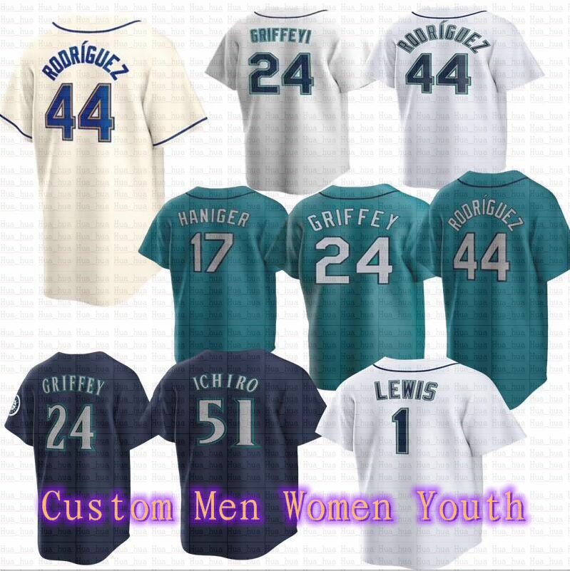 Julio Rodriguez Baseball Jersey Griffey Jr 3 JP Crawford Kolten Wong Ty France Cal Raleigh George Kirby Logan Gilbert Suzuki Ichiro A.J. Pollock