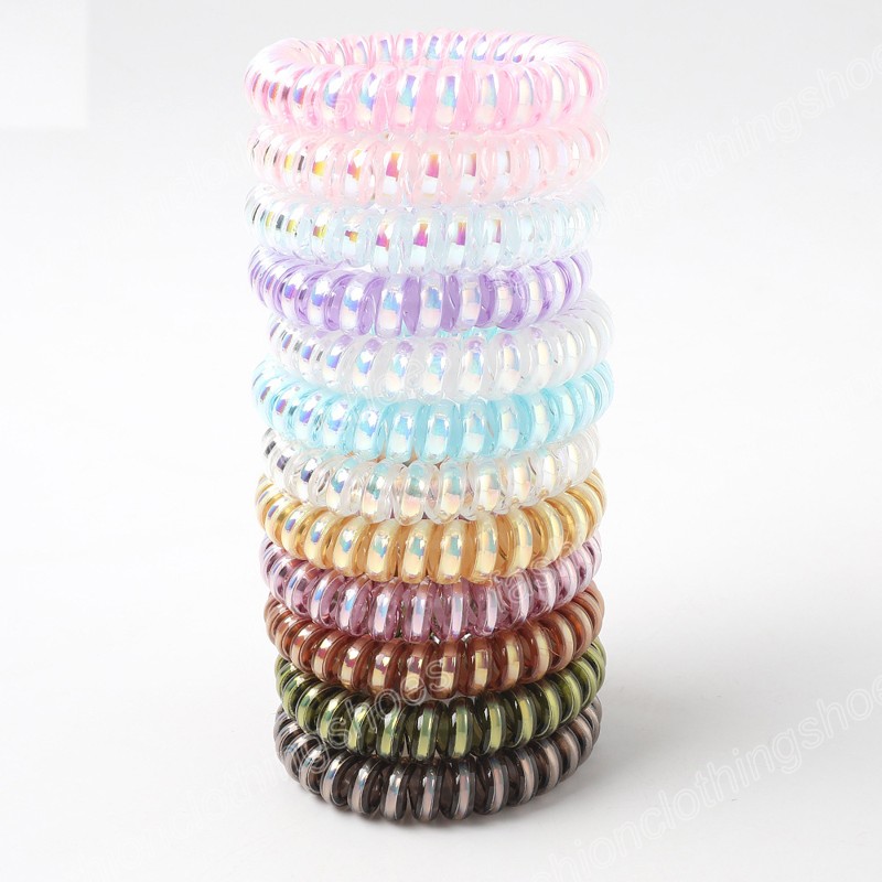 Women Girls Colorful Telephone Line Elastic Hair Bands Ponytail Holder Rubber Bands Scrunchie Headband Hair Accessories