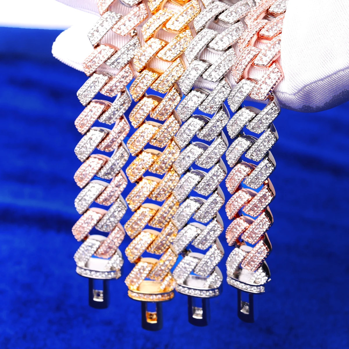 Charm Bracelets Bubble Letter Cuban Link Chain Bracelet for Men Real Copper Baguette Sharp Hip Hop Jewelry Gift 231101