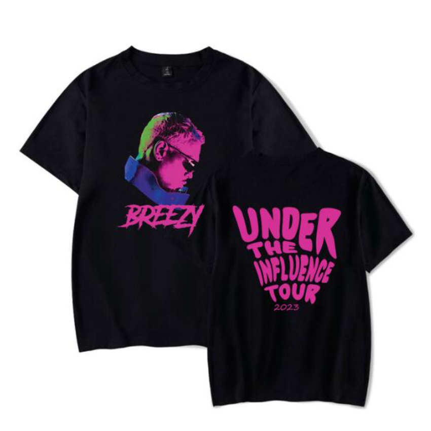 

Breezy Under The Influence Tour 2023 Chris Brown Merch T Shirt Women Men Summer Crewneck Short Sleeve Funny Tshirt Graphic Tees, 009