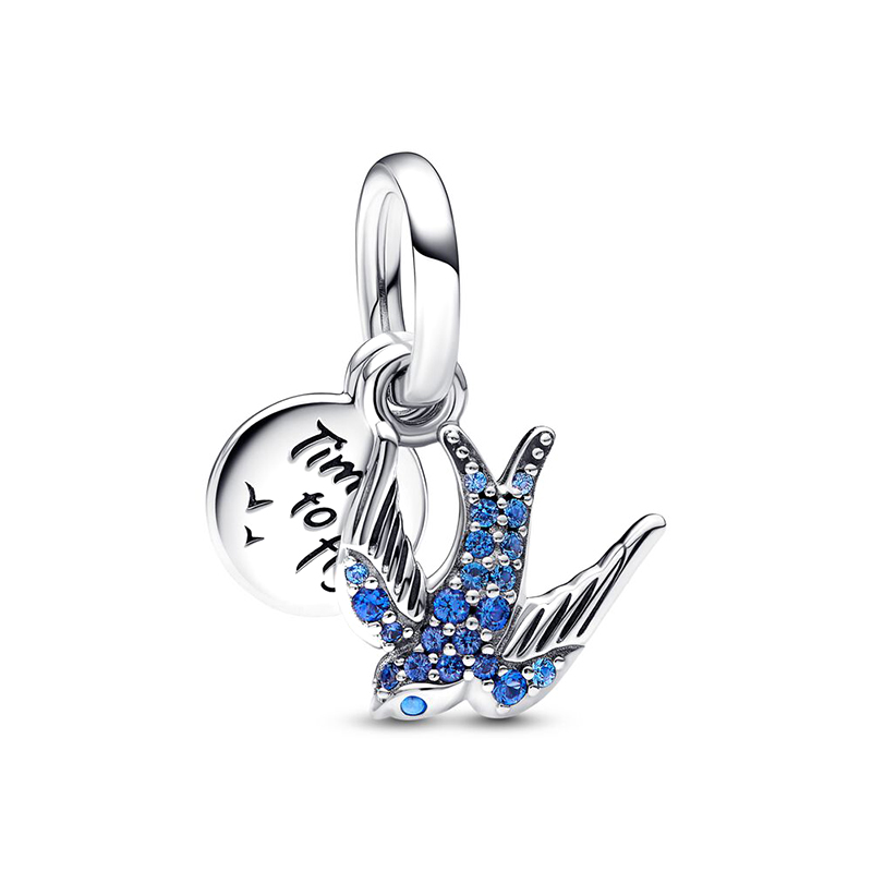 2024 Spring New 925 Sterling Silver Charm Primitive Blue Swallow Like Ladybug Diy Bracelet Jewelry Gift