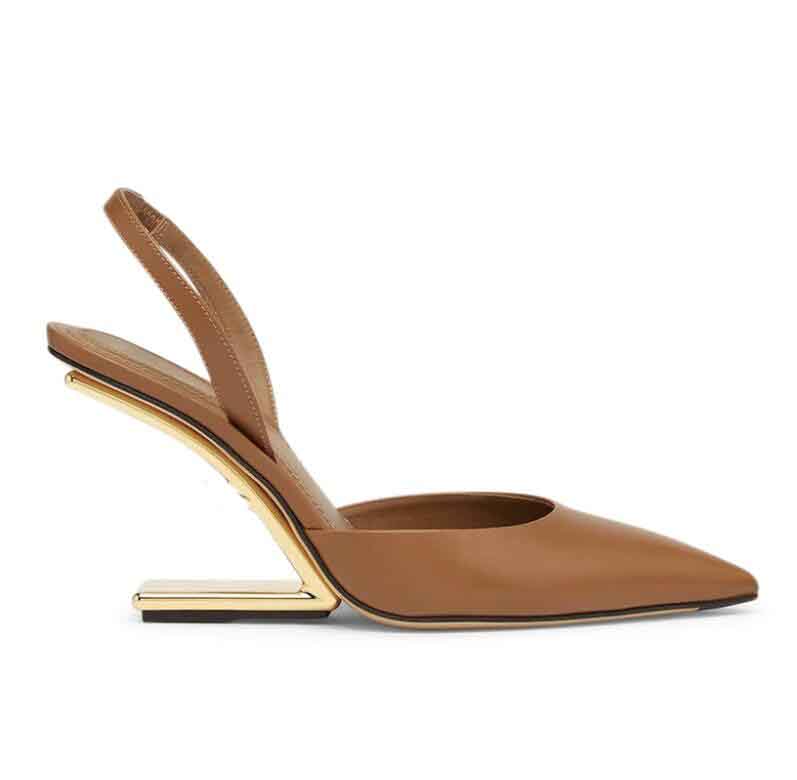 2023 Frist 95 Leather slingback pumps Woman pump wedge high heels 100mm sculpted-heel sheepskin leather pumps pointed toe 35-43