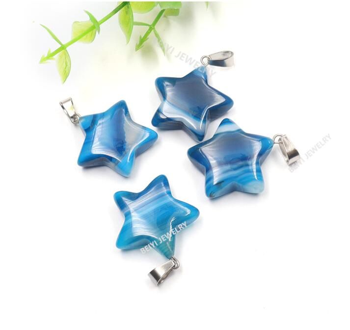 Star Heart Stripe Agate Charms Nacklace Pendants Crystal Reiki Healing Wholesale For jewelry Making