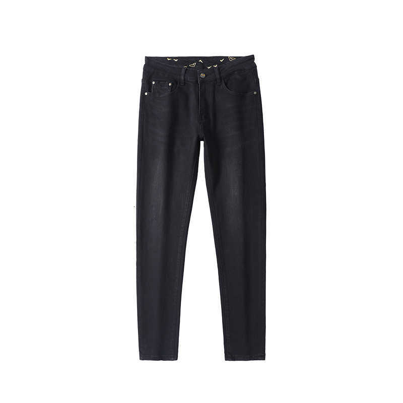 Autumn European Winter Jeans Men's Slim Fit Elastic Small Straight Sleeve Fashion Busin Simple Black Denim Pants