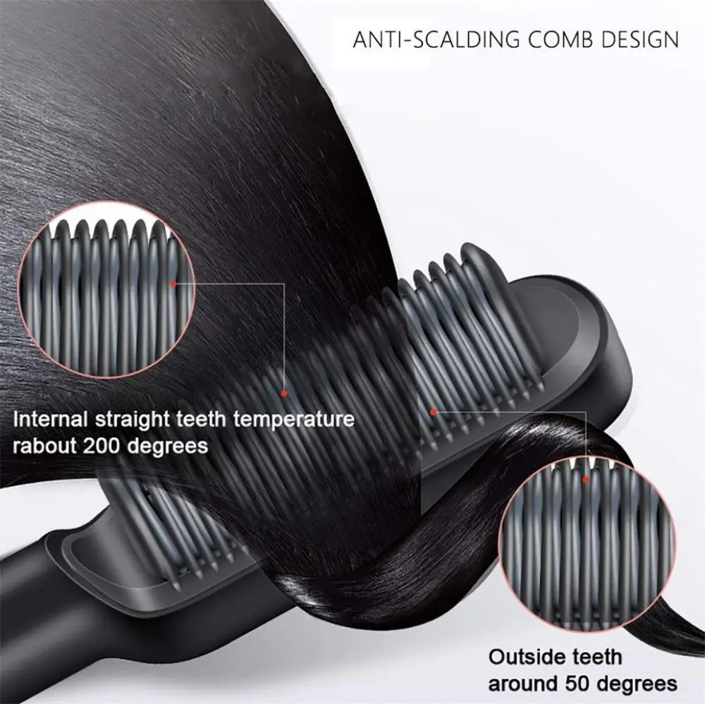 Hair Straighteners Hair Brush Air Comb Straightening Dryer Brush Flat Iron Hair Straightener Brush Ceramic Electric Heat Comb Styler Tools 231101