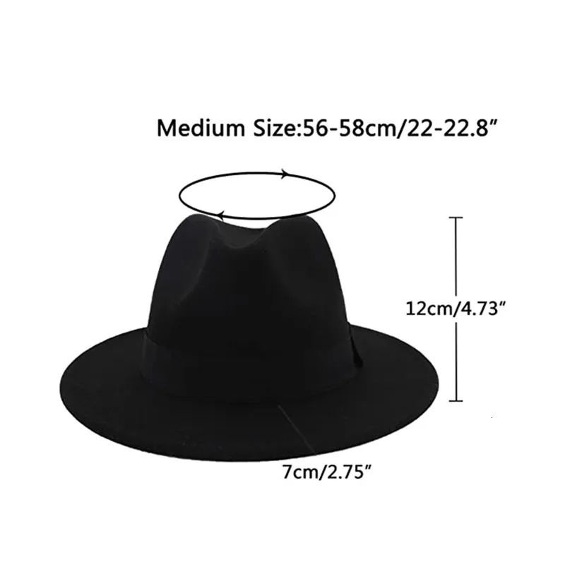 Wide Brim Hats Bucket Breathable Solid Color Classic Black Elastic Fedora Hat Unisex Wool Felt Jazz Elegant Men Women Panama Trilby Cap 231101