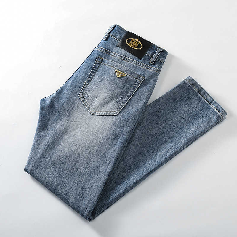 Jeans 2022 Men's Fashion Brand Printed Slim Fit Small Feet Casual Stretch Pants