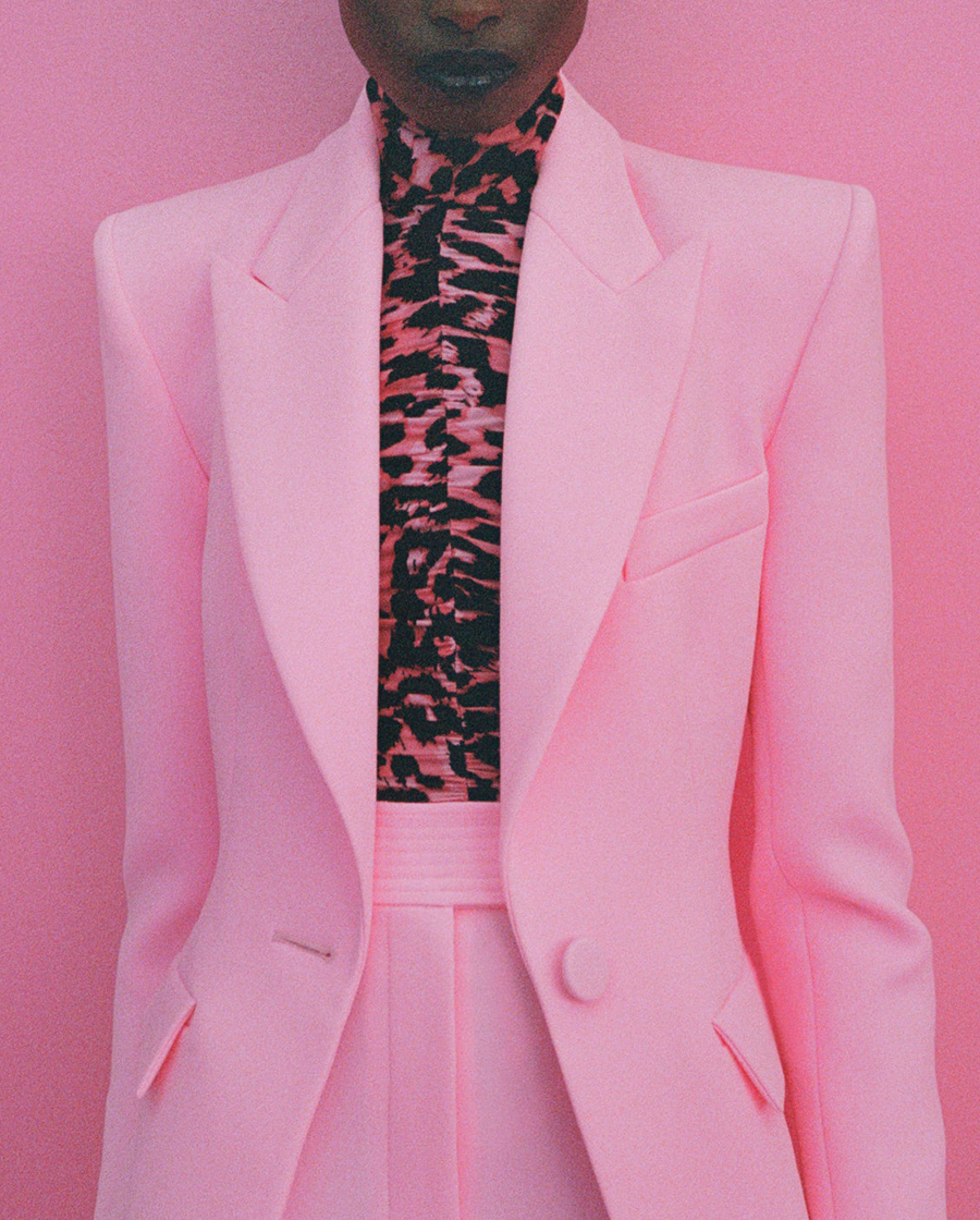 Pink Women Pants Suits Custom Made Lady Fashion Long Sleeve Slim Fit Blazer Wide Leg High Waist Pants 2 Pieces