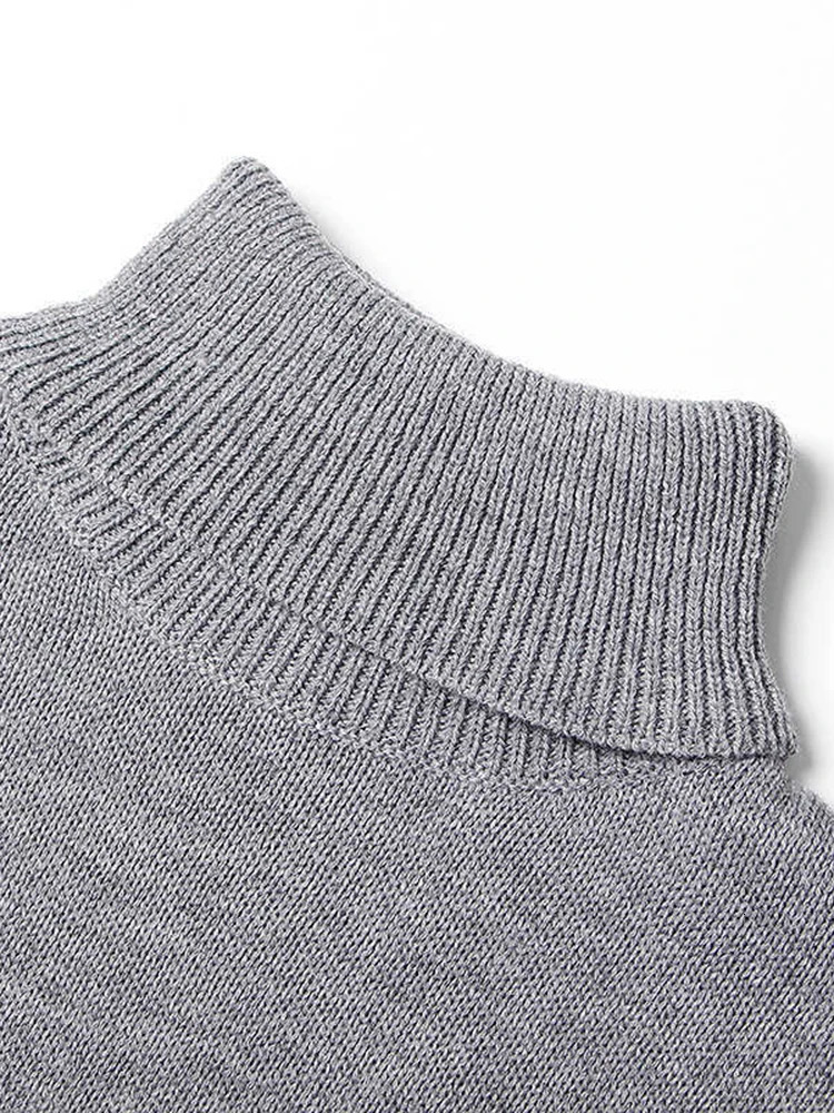 Women's Sweaters VGH Vintage Knitting Sweaters For Women Turtleneck Long Sleeve Split Casual Loose Pullover Sweater Female Autumn Clothing 231031