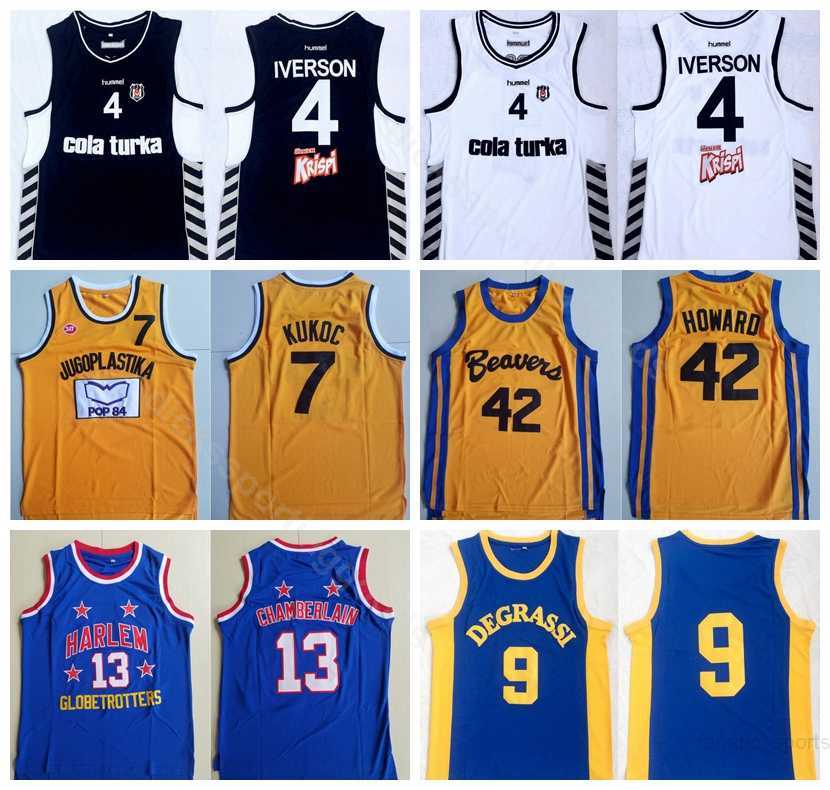 College Movie Basketball 4 Allen Iverson Jerseys Besiktas Cola Turka 42 Scott Howard 9 Jimmy Brooks 13 Wilt Chamberlain 7 Toni Kukoc
