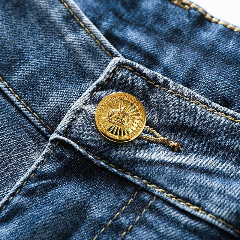 Jeans 2022 Men's Fashion Brand Printed Slim Fit Small Feet Casual Stretch Pants