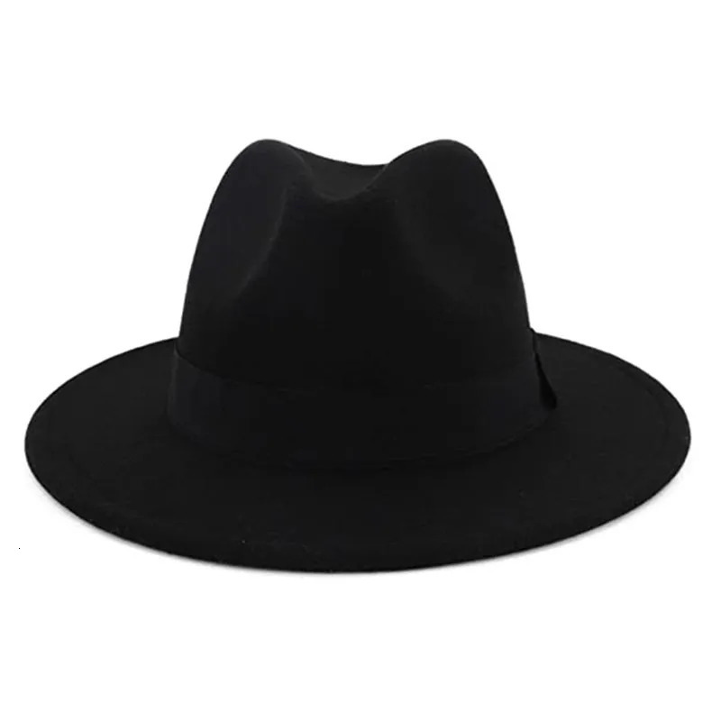 Wide Brim Hats Bucket Breathable Solid Color Classic Black Elastic Fedora Hat Unisex Wool Felt Jazz Elegant Men Women Panama Trilby Cap 231101