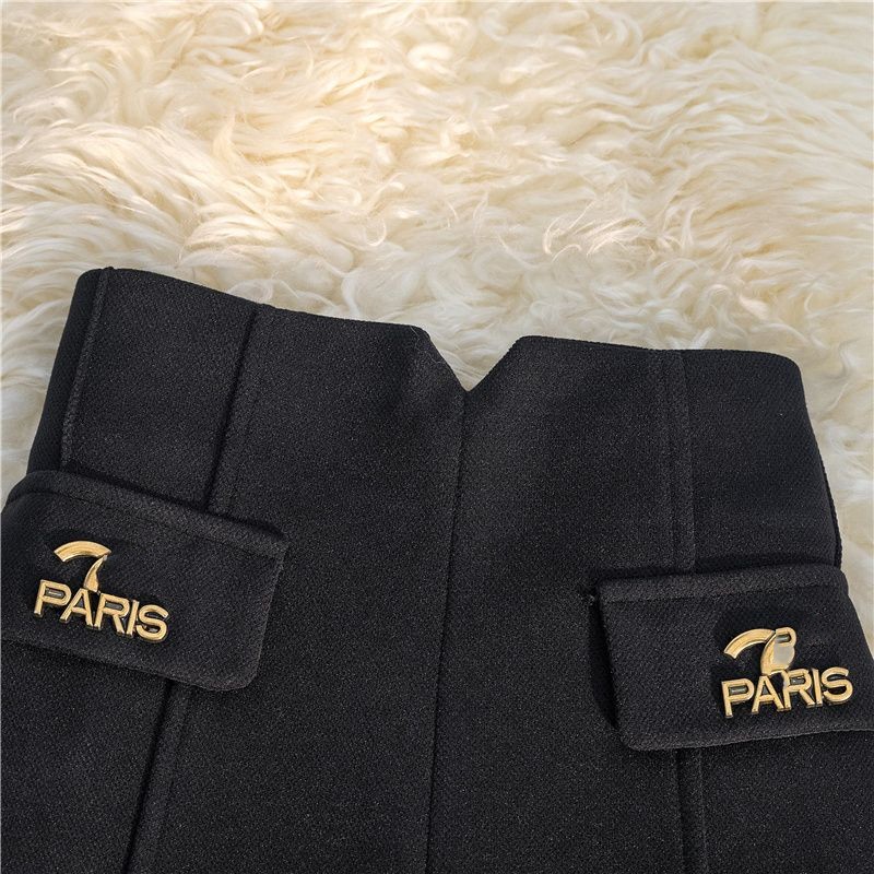 Women's high waist letter logo patched woolen shorts boot cut pants SMLXLXXL XJ260206