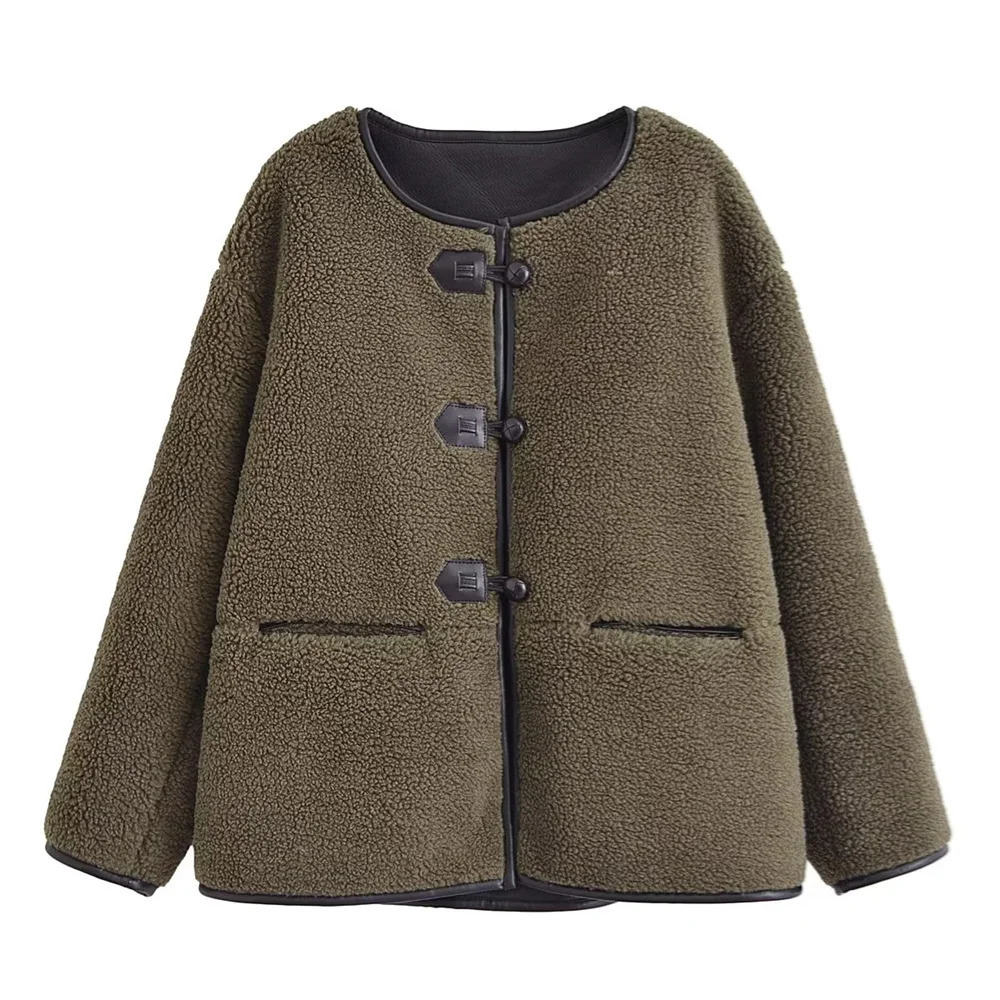 Women's Jackets UNIZERA 2023 AutumnWinter Product Fashion Casual Versatile Loose Round Neck Lamb Wool Jacket Coat 231031