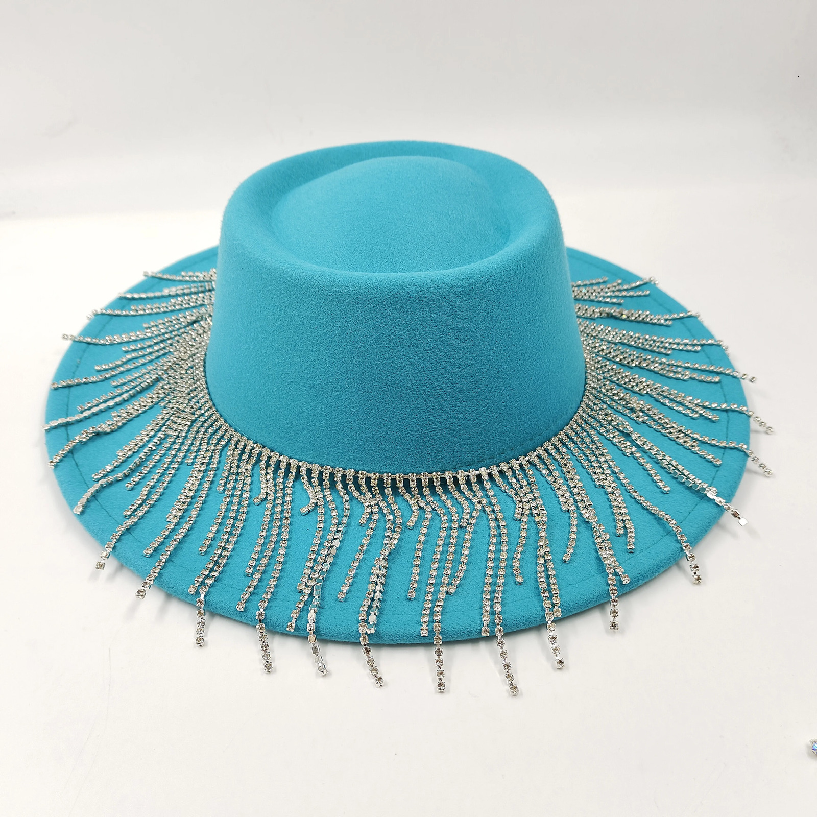 Wide Brim Hats Bucket women fedora diamond hat large brim men unisex bowknot jazz for and wholesale price cowboy 231101