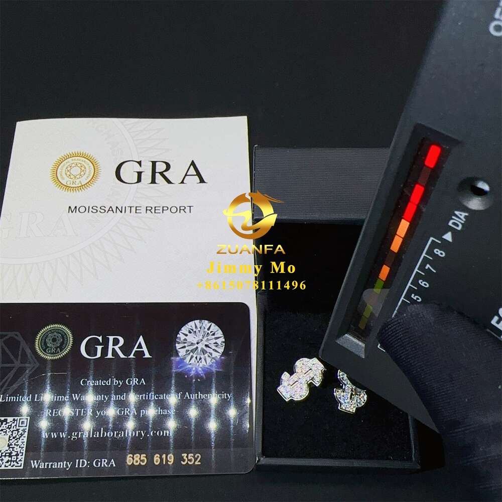 Best Selling Wholesale Price 925 Silver Iced Out Vvs Moissanite Diamond Us Dollars Men Stud