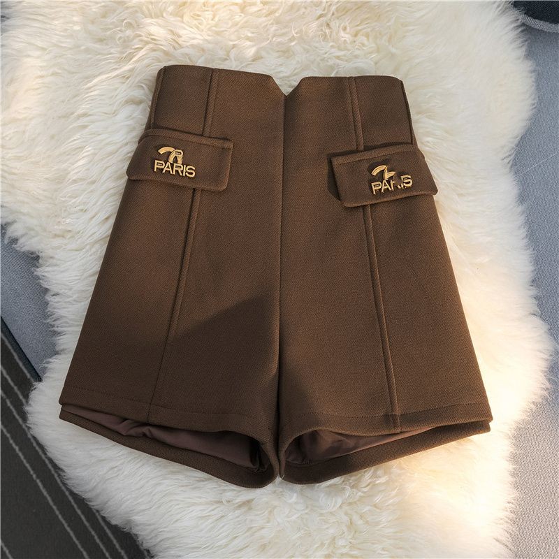Women's high waist letter logo patched woolen shorts boot cut pants SMLXLXXL XJ260206
