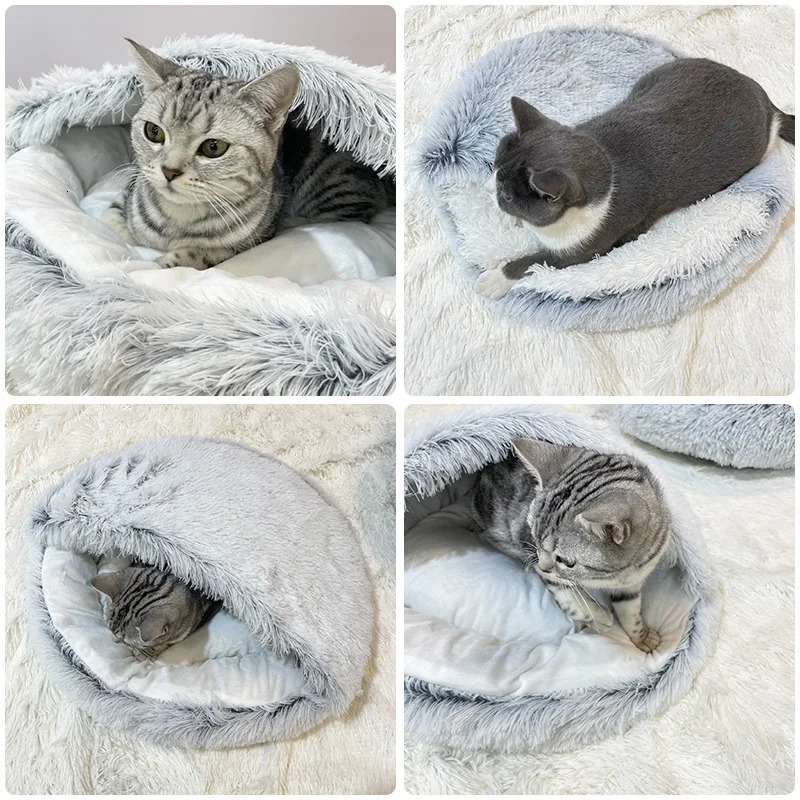 kennels pens Spring 2 In 1 Cat Round Pet House Dog Bed Sleeping Bag Sofa Cushion Nest For Small Dogs Cats Kitten dog house 231101