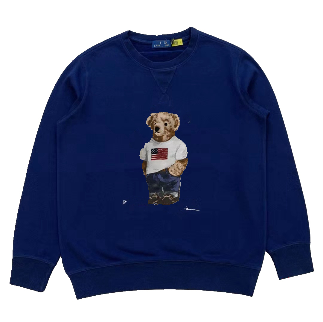 polos Men's Blue Teddy Bear Print Sweatshirt - Winter Pullover with Long Sleeves for Casual Wear (Sizes S-2XL)