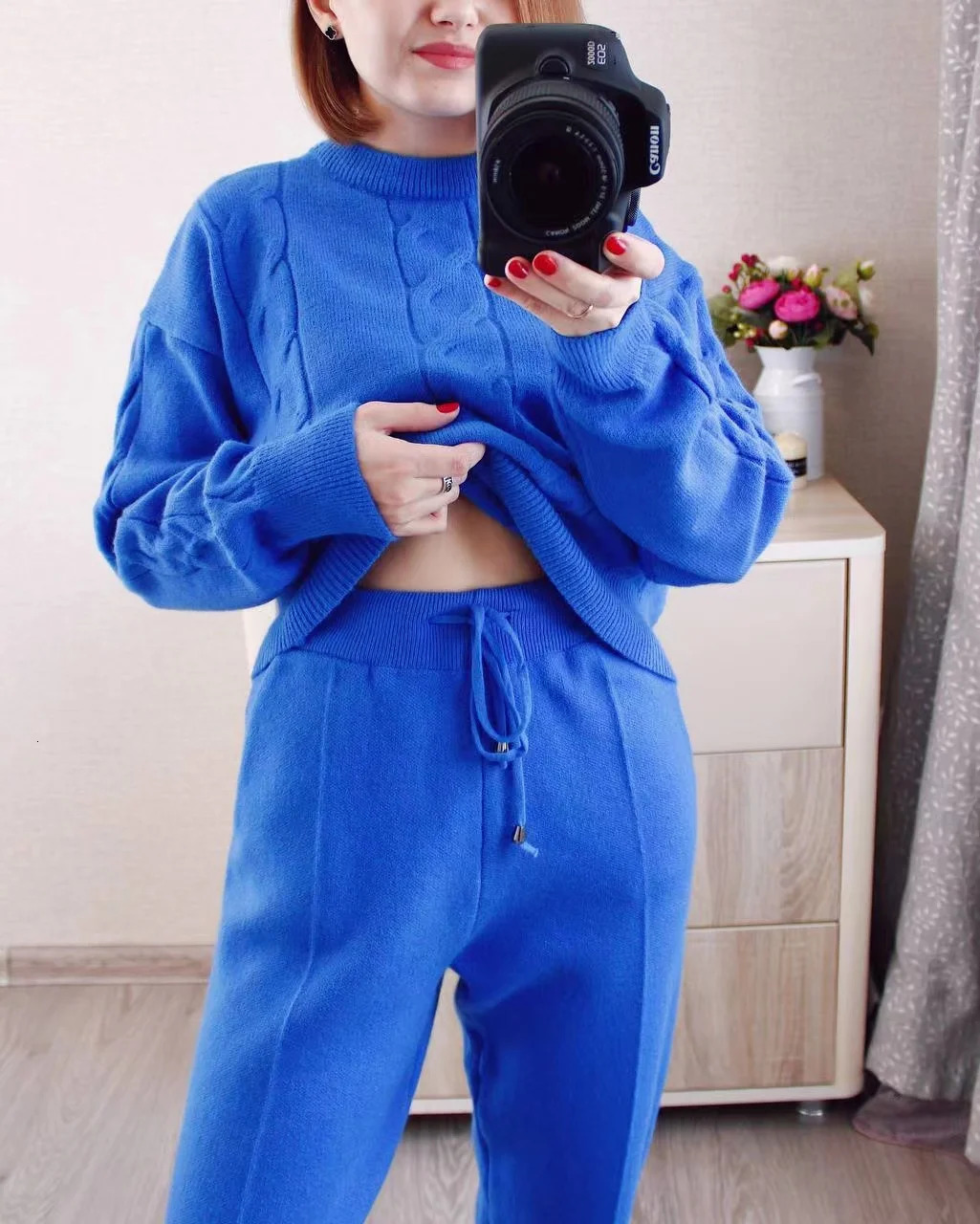 Women's Two Piece Pants GIGOGOU Two Piece Knitted Women Sweater Tracksuit O Neck Autumn Winter Warm Set Fashion Lady Casual Pant Suit 231031