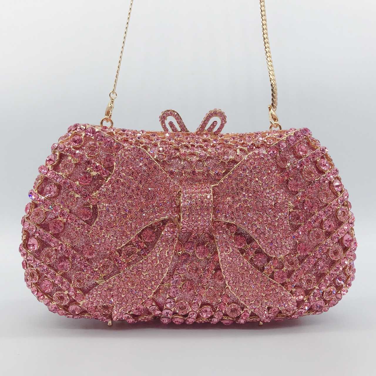 Metal hollow bow and diamond inlaid dinner bag, banquet water diamond women's bag chain, clutch bag 230513, Pink
Metal hollow bow and diamond inlaid dinner bag, banquet water diamond women's bag chain, clutch bag 230513, Pink