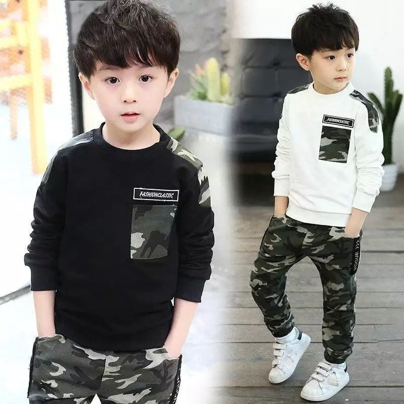 Clothing Sets Kids Sport Boys Tracksuit Autumn Camouflage Children Tops Pants 2Pcs Kit Outfit Teenager 230331