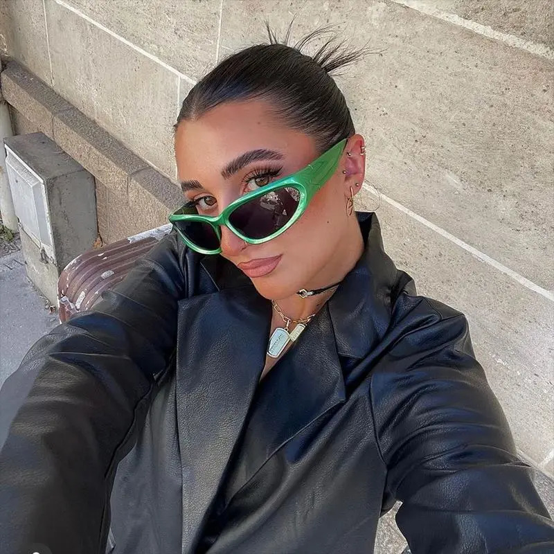 Sunglasses Frames Fashion Wrap Around Cyber Y2K Women Silver Oval Shades Sports Cycling Sun Glasses Aesthetic Eyewear for Men Outdoor 231101