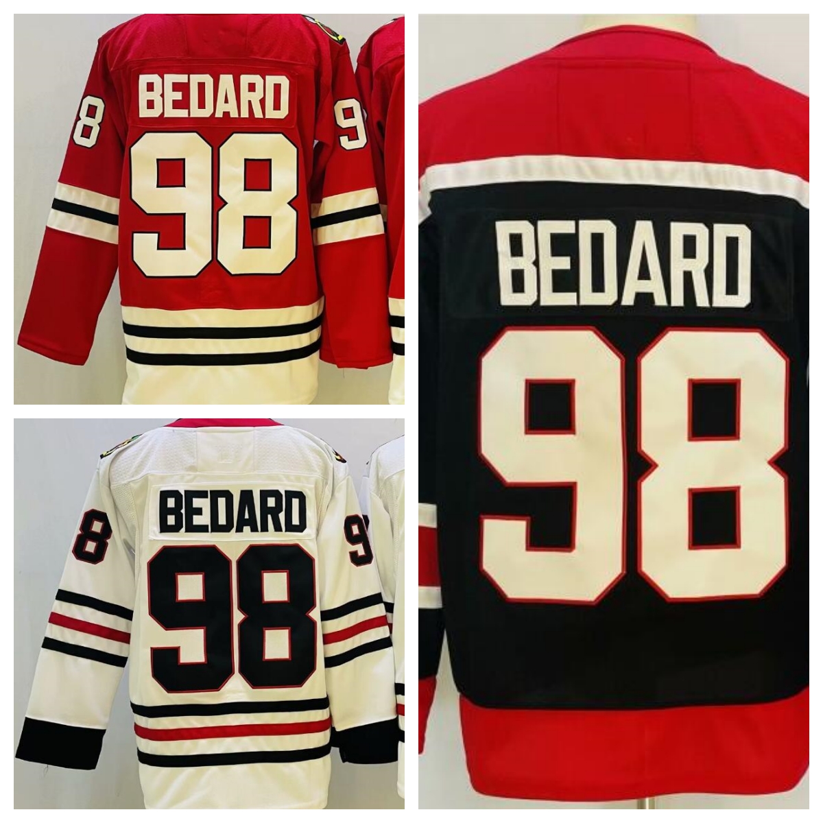 Hockey Jerseys Conner Bedard 98 Black Red White Color S-XXXL Stitched Men Jersey