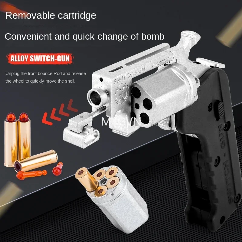 Shell Ejected Alloy Revolver Toy Gun Pistol Foldable Ghost Revolver Burst Model Toy Gun Adult Birthday Gift