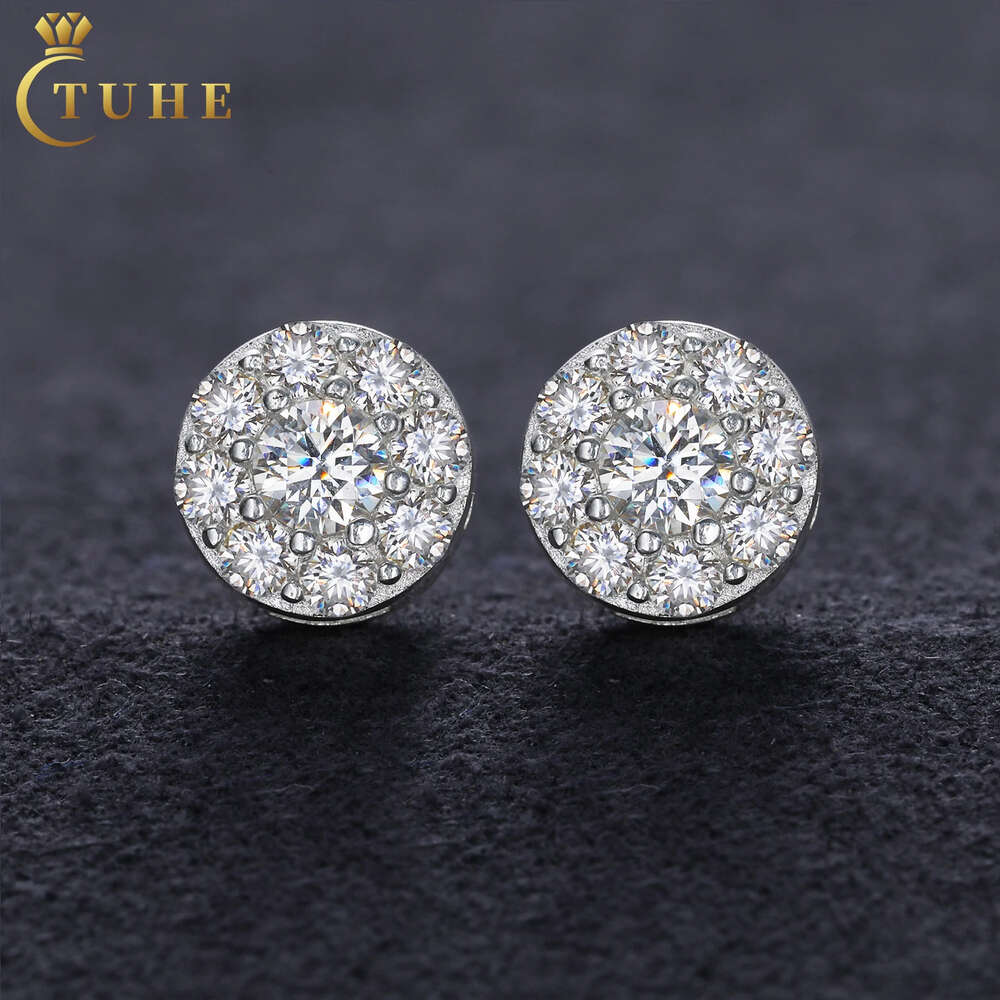 Original Customized 925 Sterling Silver Vvs Moissanite Diamond Halo Stud for Business