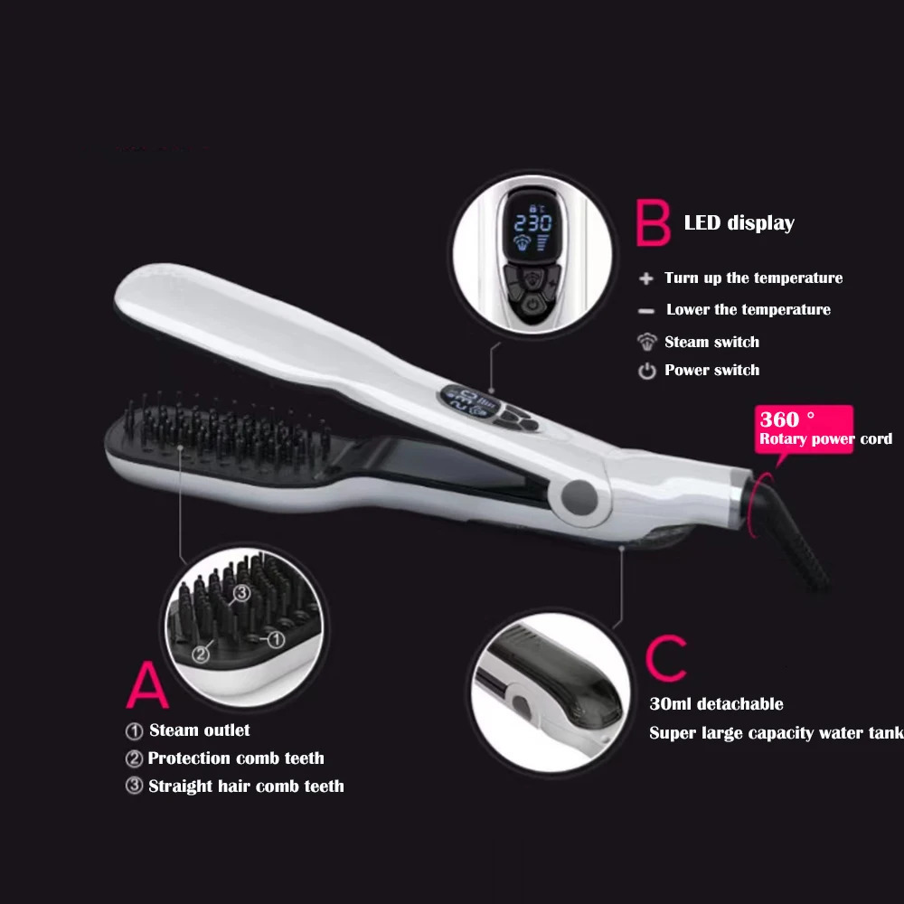 Straighteners Comb Straightening Irons Straight Hair Brush Steam Flat Iron Splint Perm Straightener Tools 231101