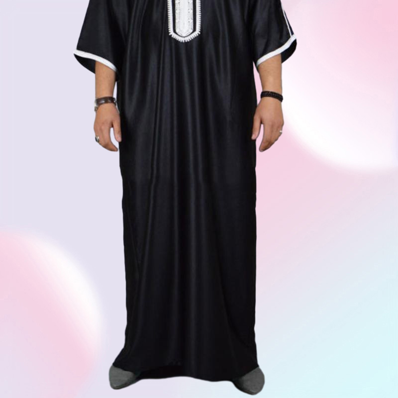 Ethnic Clothing Muslim Man Kaftan Moroccan Men Jalabiya Dubai Jubba Thobe Cotton Long Shirt Casual Youth Black Robe Arab Clothes Ps Size5025503