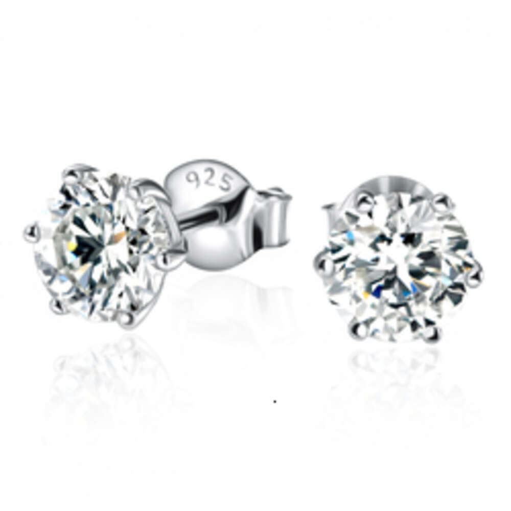 2023 Trendy 6 Prong Moissanite Stud 925 Sterling Silver Vvs Lab Diamond Ear Rings for Men