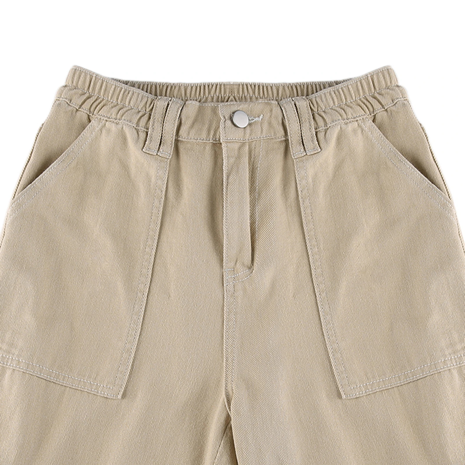 Women's Jeans Women Solid Color Cargo Pants High Waist Straight-leg Buckle Jeans with Pockets Khaki Brown 231101